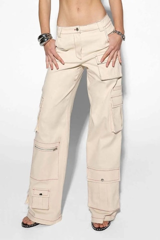 By Dyln Tyler Low Waisted Cargo Pants - Rahat Fit, Çeşitli Cepler Ve Kontrast Dikiş Doğal