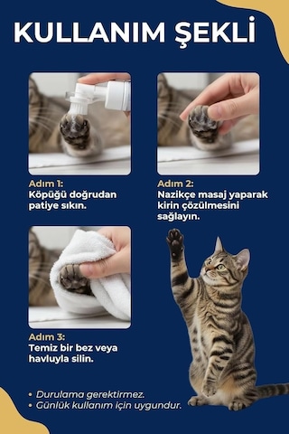 Cleapet Doğal Pati Temizleme Köpüğü 200 Ml Fırça Başlıklı, Durulamasız Kedi Ve Köpek Bakımı Bitkisel, Probiyotik, Vegan Susuz Şampuan