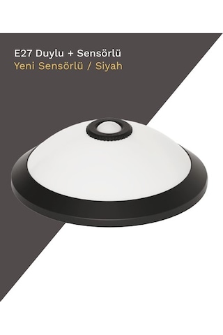 Horoz Sensörlü Tavan Armatür 360d 2xe27 Siyah Kasa Plastik Cam-gövde Siyah
