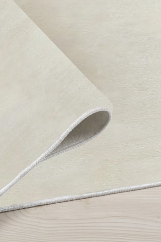 Valeryhome Vl Comfort Düz Saçaklı Peluş Düz Yolluk Ekru Oval Ekru Saçaksız