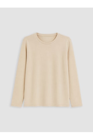 Lcw Curve Bej Büyük Beden Bisiklet Yaka Kadın Tişört