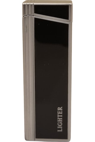 Gümüş - Siyah Tek Torch Pürmüz Metal Puro Çakmağı - Tr8071