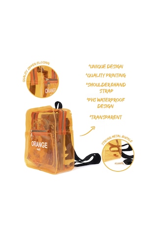 Renkli Şeffaf Mini Sırt Çantası Turuncu