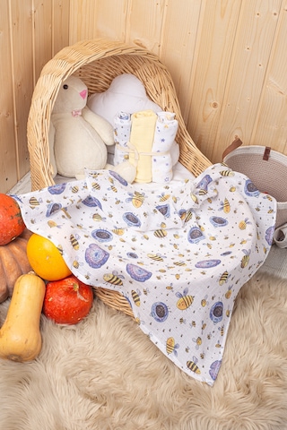 Luckka 3'lü Çok Amaçlı Müslin Örtü Seti - 75x75 Cm - Ztc200 Sarı Sarı