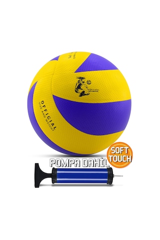 Telvesse Yapıştırma Voleybol Topu Pompalı Set Soft Touch İç-dış Mekan Uygun 8 Panel Mavi 280 Gram Mavi