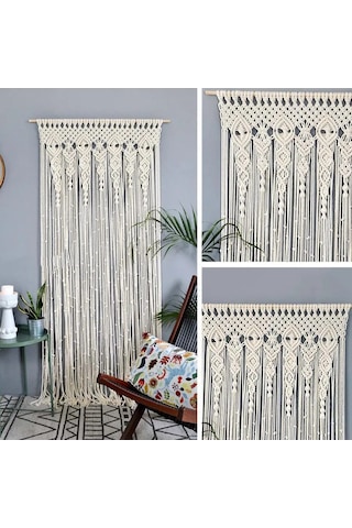 Boho Duvar Askılı Makrome Perde: 90x180cm 408051285
