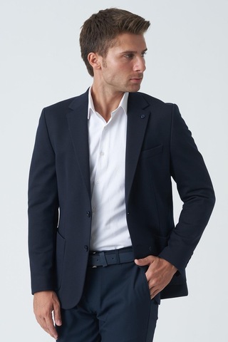 White Stone Birmingham C4011 Yünlü Likralı Slim Fit 6 Drop Örme Ceket Laci-laci Lacivert