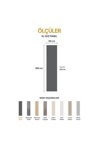 Vilo Mpc Xl Düz Duvar Paneli Deep Grey 265cm Yapıştırmalı Montaj - Neme Ve Darbeye Dayanıklı