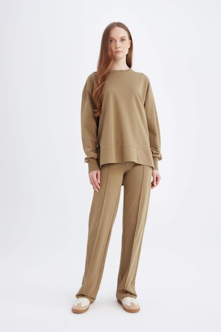 Defacto Wide Leg Geniş Bol Paça Basic Düz Sweatshirt Kumaş Eşofman Altı D4805AX24AUKH459 Haki