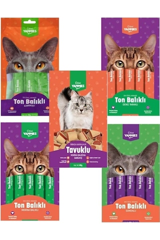Kiwi Yammies Karışık Sıvı Kedi Ödül Maması 5 Paket