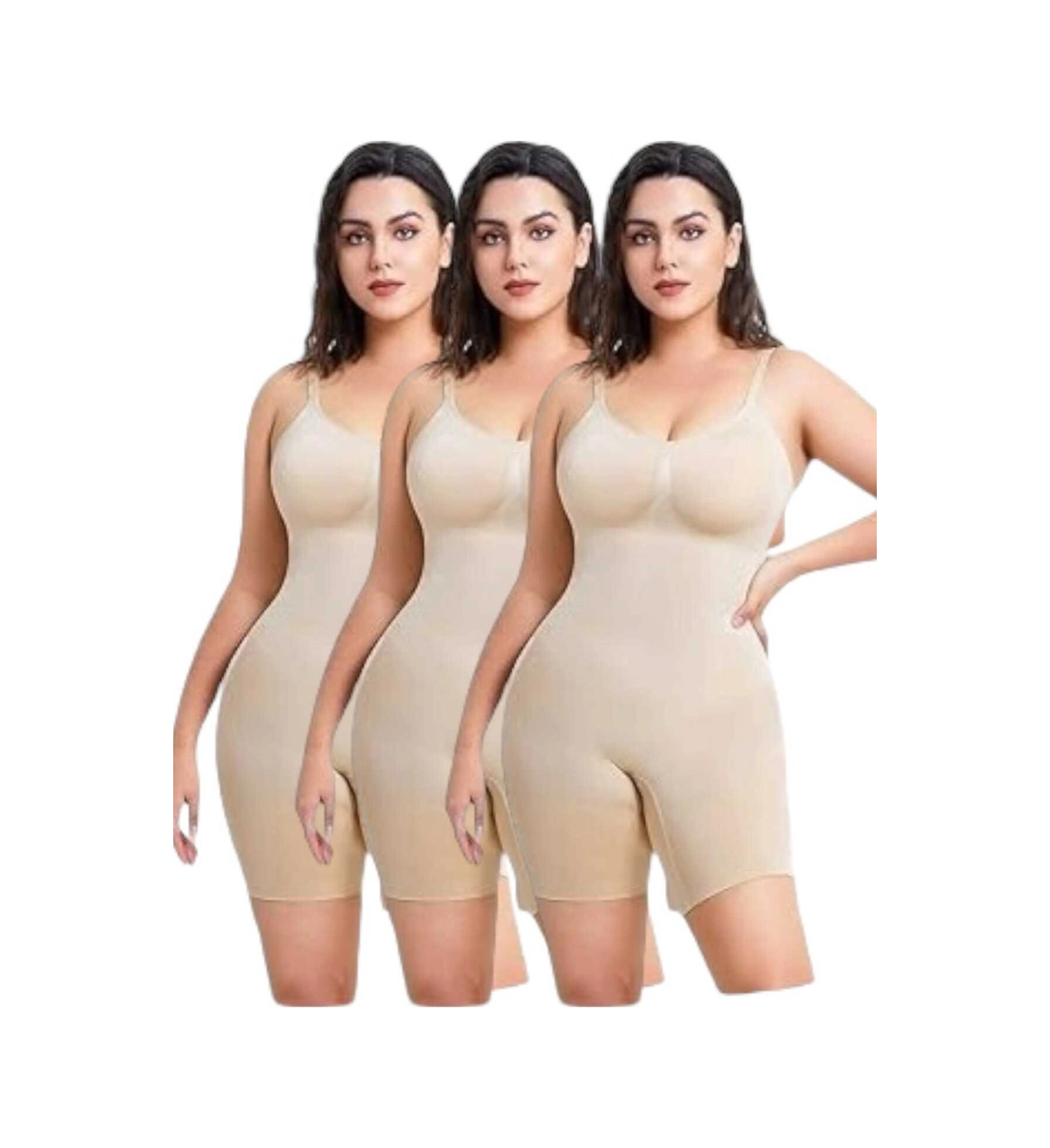 Tezzgelsin Kadın Ayarlanabilir İnce Askılı Tam Boy Dikişsiz Toparlayıcı Korse 3'lü Set Ten Rengi