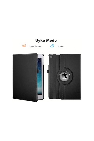 Apple Uyumlu iPad Air 13 M3 2025 360 Yatay Dikey Dönebilen Deri Tablet Kılıfı Kapaklı Kılıf