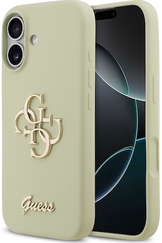 Apple Uyumlu iPhone 17 Kılıf Guess Lisanslı Grained Yazı Logolu Kapak Yeşil Yeşil