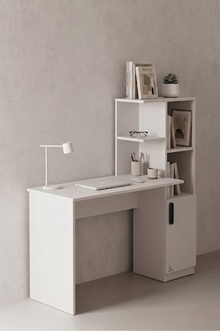 Ders Çalışma Masası 90 Cm Kitaplıklı Çalışma Masası Öğrenci Masası Ofis Çalışma Masası Beyaz