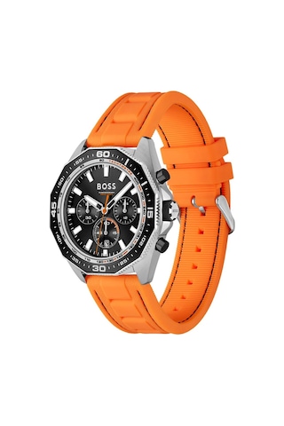 Hugo Boss HB1513970 Silikon Turuncu Siyah Kadran 44 mm Erkek Kol Saati