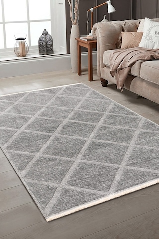 Rodney Vl Yıkanabilir Kaydırmaz Çift Taraf Pamuk Dokuma Beyaz Rix Premium Kalite Kilim K.gümüş