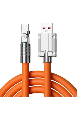 6015 Usb To Type C Hızlı Şarj Data Kablosu Çevirici Dönüştürücü Adaptör 180 Döner 120w 1m