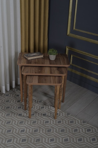 Zigon Sehpa Kr Ve Orta Sehpa Kr Torna Set Ceviz