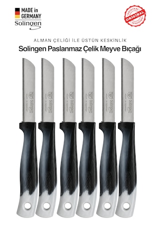 Solingen Ritter Profesyonel Siyah Renk Geçişli Meyve&sebze Bıçağı 6'lı Set & Ultra Keskin Tırtıklı Ağız, Paslanmaz Çelik