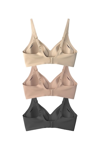 Cottonhill Seamless Bra - Soft Lazer Kesim Balensiz Ayarlanabilir Askılı Dikişsiz Kadın Sütyen 3'lü Paket Çok Renkli