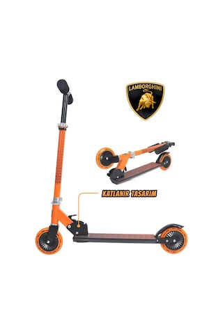 Lamborgini L6-120 Katlanabilir 2 Tekerlekli Çocuk Scooter 50kg Kapasite 3+ Yaş Turuncu