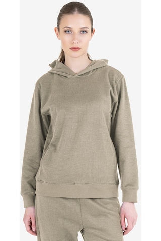 Lescon Bej Kadın Kapüşonlu Sweatshirt 23n-2106