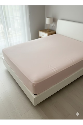 %100 Organik Pamuk Premium Lastikli Çarşaf Çift Kişilik 160x200+30 Dolmabahçe Serisi Pembe