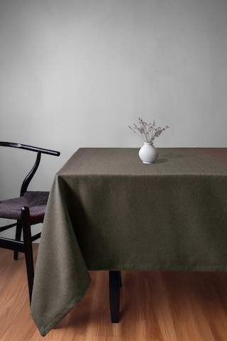 Keten Dokulu Haki Masa Örtüsü Zengin Renk Seçenekli Haki