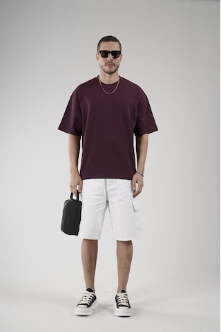 Bisiklet Yaka Oversize Erkek Süprem Tişört Bordo