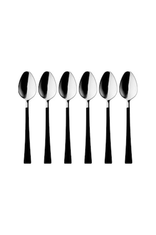 6 Parça Çay Kaşığı Seti, Paslanmaz Çelik, Gümüş Siyah, 11 Cm Çok Renkli