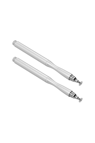 Vkemall 2 Adet Metal Kalem + Disk Uçlu Dokunmatik Stylus: Telefon Ve Tablet İçin Yüksek Hassasiyetli Çizim Ve Yazma, 2 Adet Yerine Konulabilir Disk + 2 Adet Fiber Uç Gümüş