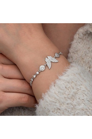 Artsmagazinmücevher Gümüş Zirkon Taşlı Kelebek Kadın Bileklik