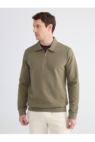 Lcwaıkıkı Classic Yeşil Polo Yaka Erkek Sweatshirt