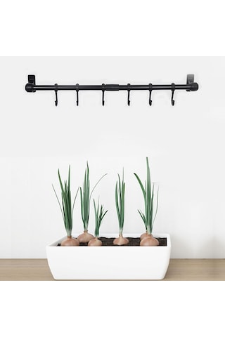 Duvara Monte Edilen 6 Kancalı Dekor Kaşıklık Ve Kupa Askısı Ahşap - Beyaz