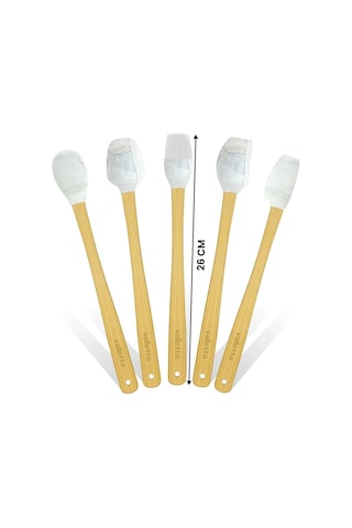 Valletta Indigo 5'li Gri Mermer Bambu Silikon Spatula Seti