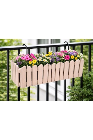 Omnipazar Ozn-616 Efes Askılı Balkon Saksı Takımı 9 Litre No:2 Bej