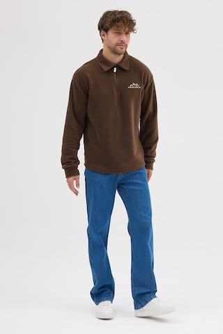 Polostate Erkek Tüylenme Yapmayan Soğuk Geçirmez Sweatshirt Kahverengi Kahverengi