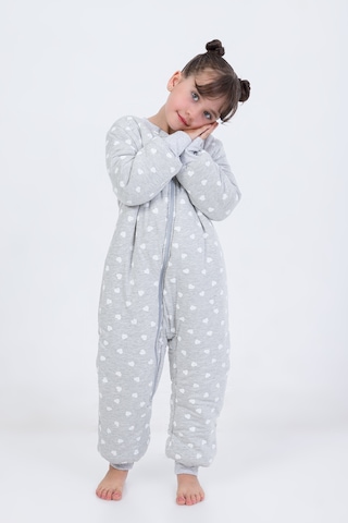 Kız Erkek Çocuk Kalın Elyaf Dolgulu Premium Kalite 2.5 Tog Desenli Uyku Tulumu Koyu Gri - Beyaz
