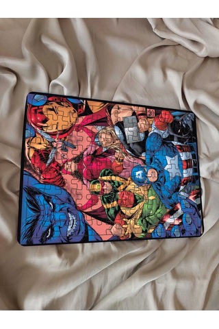 Çocuk Puzzle Ahşap Marvel Süper Kahramanları 108 Parça Mobilya