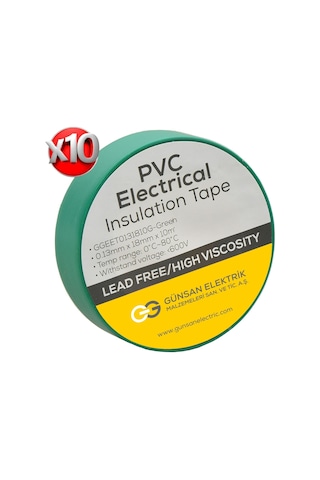 Günsan Yeşil Elektrik İzolasyon Bandı 10 Adet