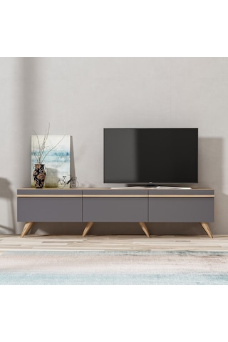 Bmdekor Tv Sehpası Asil Antrasit Meşe 180 Cm