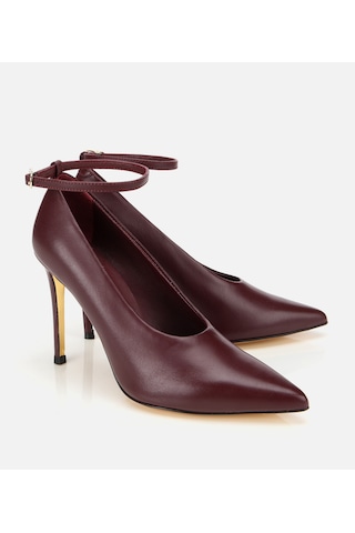 Hotiç Kadın Deri Bordo Bilekten Bağlamalı Gold Detaylı Yüksek Topuklu Stiletto 01ayh316600a788 01ayh316600a788 Bordo