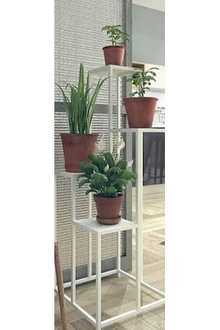 Çiçeklik Zlf Dekoratif Kule Model Metal Transmisyon Çelik Beyaz S