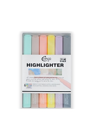 Cengo Kare Tipi Highlighter Fosforlu Kalem Morandi Renkler 6lı Set Cgo705 Çok Renkli