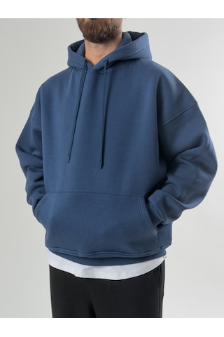 Cocopelli Erkek Şardonlu İndigo Hoodie Coc2605 Çok Renkli