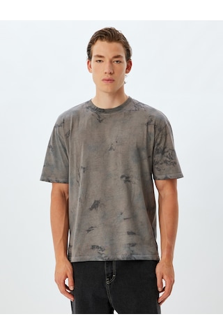Koton Oversize Tişört Batik Desenli Kısa Kollu Bisiklet Yaka Pamuklu Mor Desenli 4sam10331hk Mor