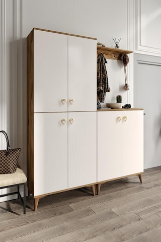 Simple Prt6190 Portmanto Vestiyer Ekru Ceviz