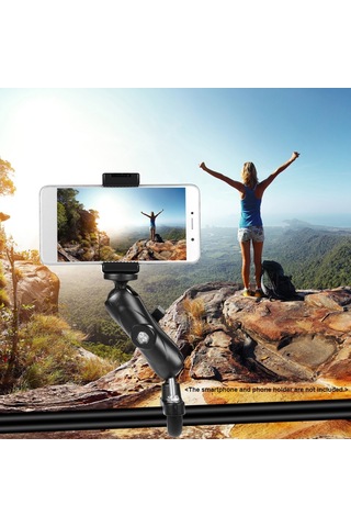 Geeroyoo Motor Gücü Ve Bisiklet Gövdesi İçin Hareketli Kamera Tutucu - 360 Döner Çift Top Başlı - 3,6cm Çaplı Çubuklara Uyumlu - Siyah Abs Malzeme