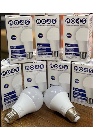 Noas 9 W Smd Led Ampul E27 Duy 510 Lm Beyaz Işık 10 Adet