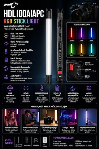 Pdx Hdl-100aıapc Rgb Stick Light Çubuk Led Işık Renkli Aydınlatma